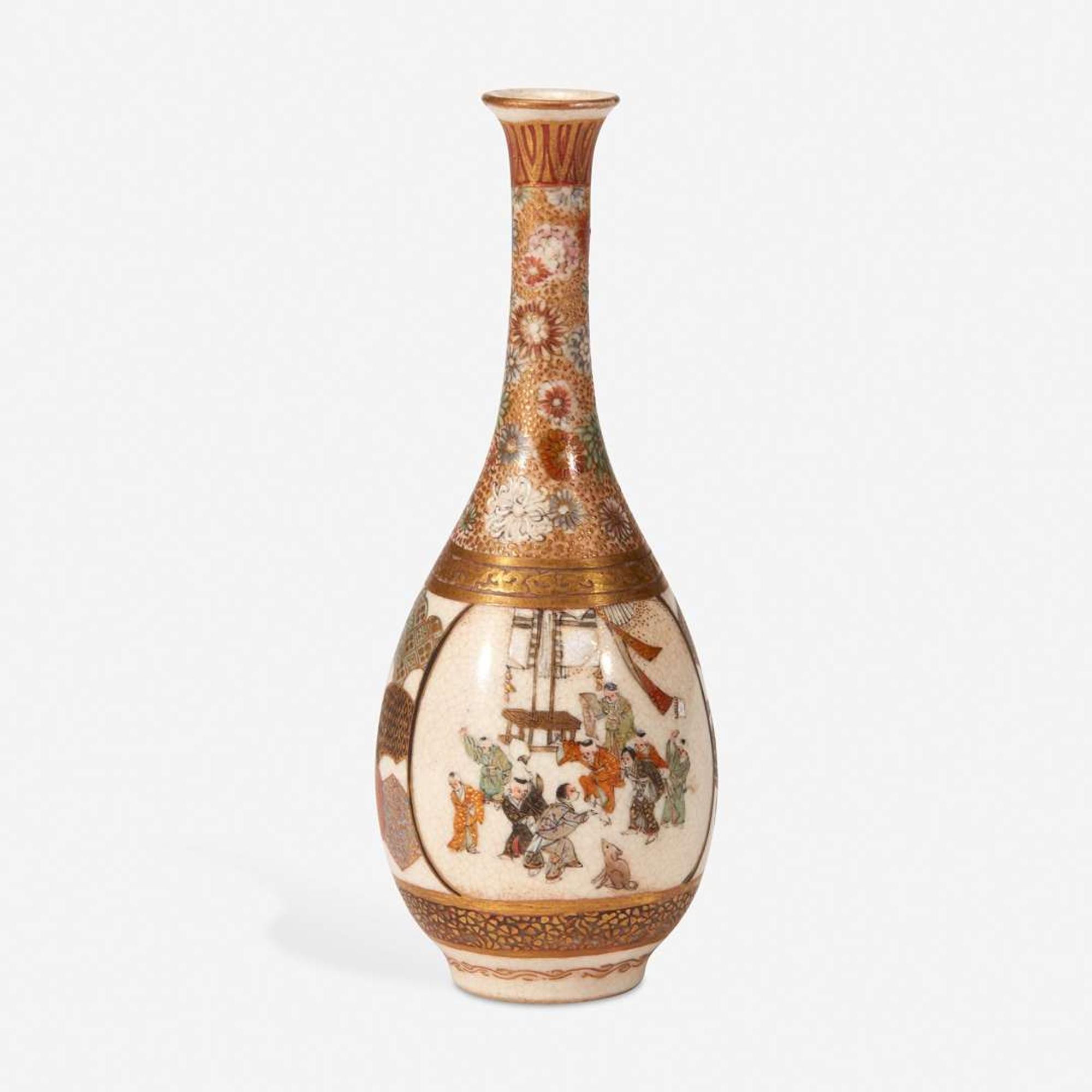 A small Japanese enameled Satsuma-type pottery cabinet vase Meiji period, late 19th century