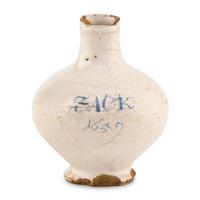 An English Delftware Sack Wine Bottle