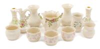 Twelve Belleek Articles Height of tallest 6 inches. — BELLEEK COLLECTORS SOCIETY, MILLENNIUM AND RETROSPECT MARKS
