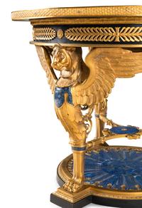 An Empire Style Gilt Bronze and Lapis Lazuli Center Table