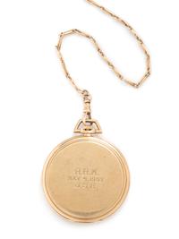 International, 14K Yellow Gold Open Face Pocket Watch with Fob Chain