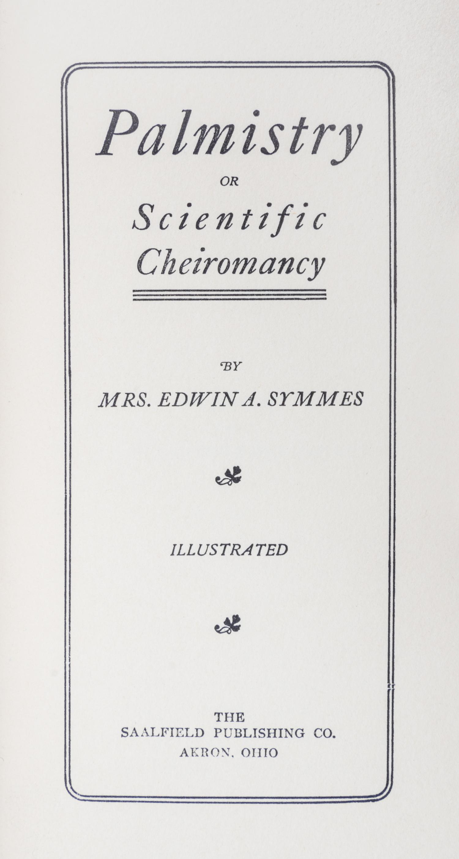 PALMISTRY A group of four works on palmistry, phrenology and dreams. 4 vols.
