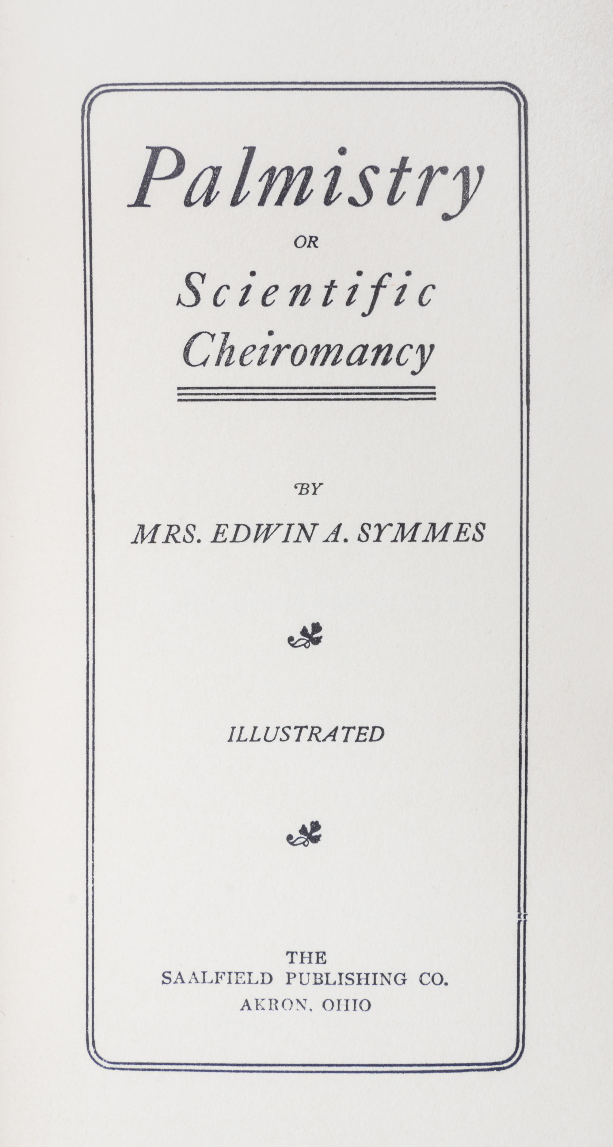 PALMISTRY A group of four works on palmistry, phrenology and dreams. 4 vols.