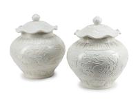 A Pair of Chinese White-Glazed Porcelain Jars