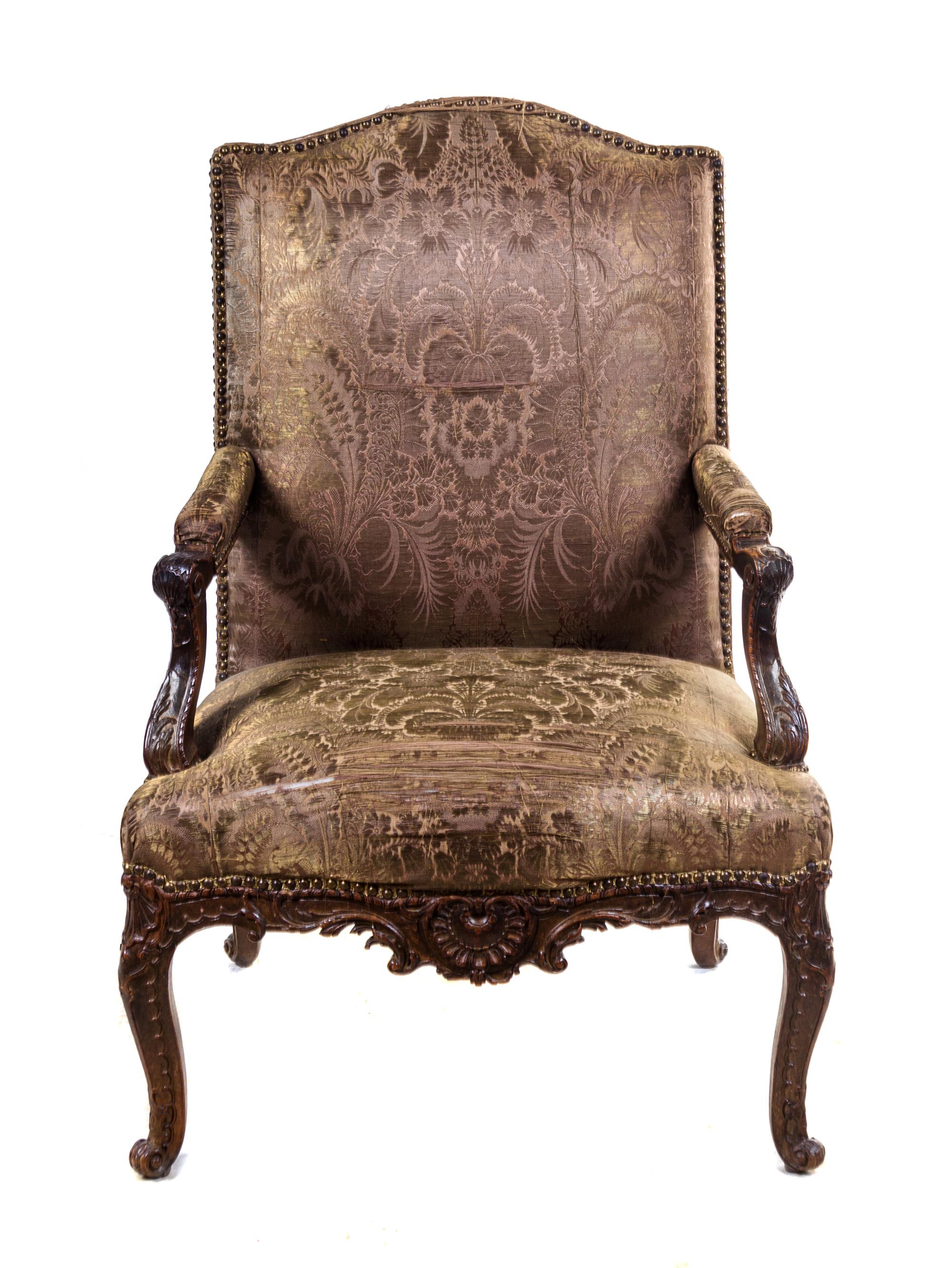 A Regence Beechwood Fauteuil Height 42 1/2 inches. — 18TH CENTURY