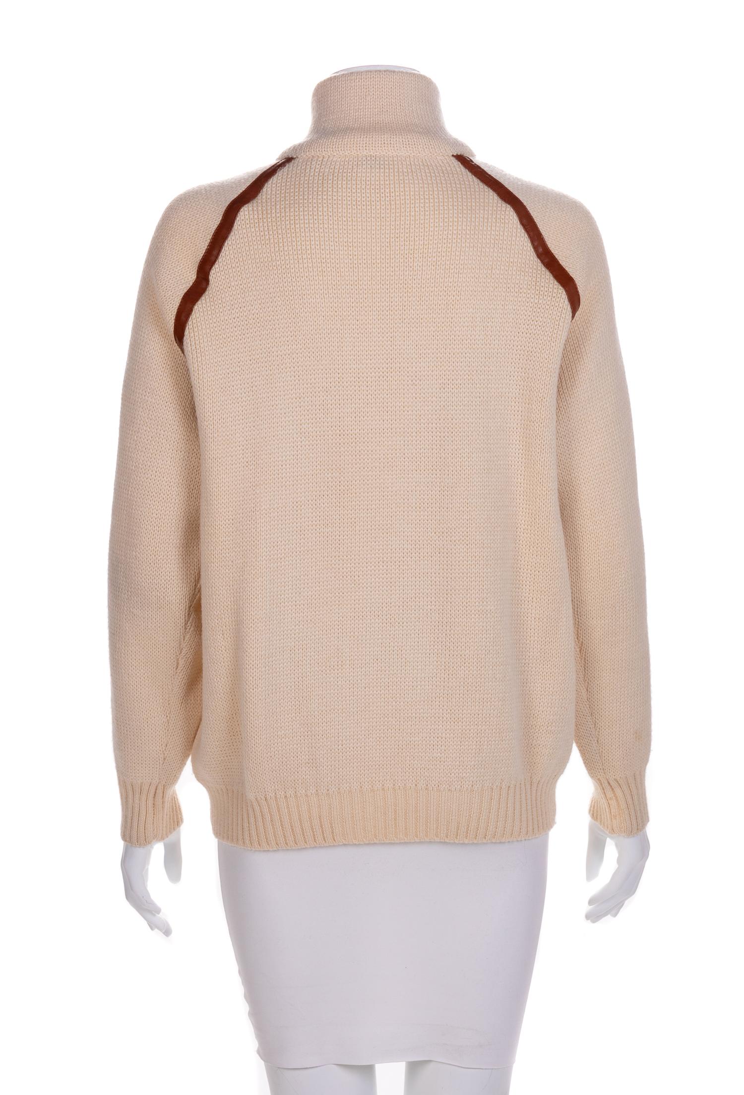 A Celine Cream Zip-Front Wool Sweater, 1970-80s