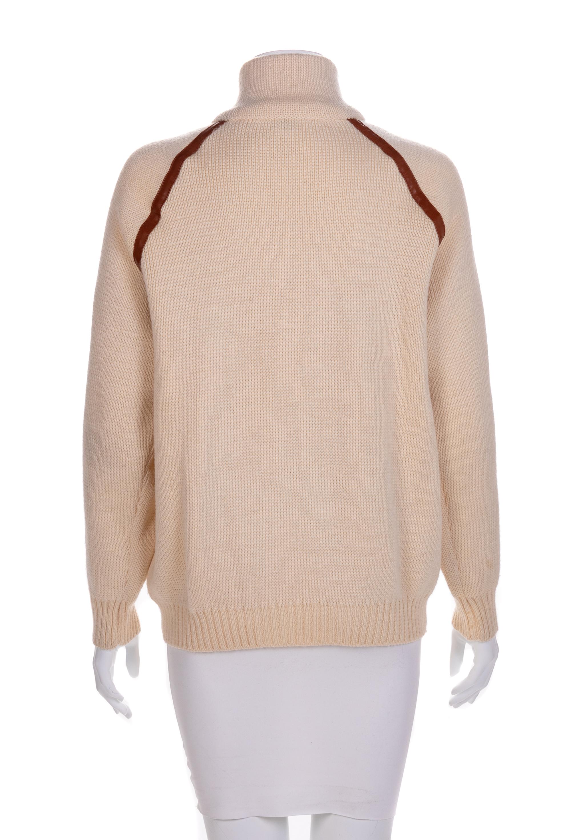 A Celine Cream Zip-Front Wool Sweater, 1970-80s
