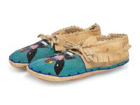 A Pair of Plateau Beaded Hide Moccasins