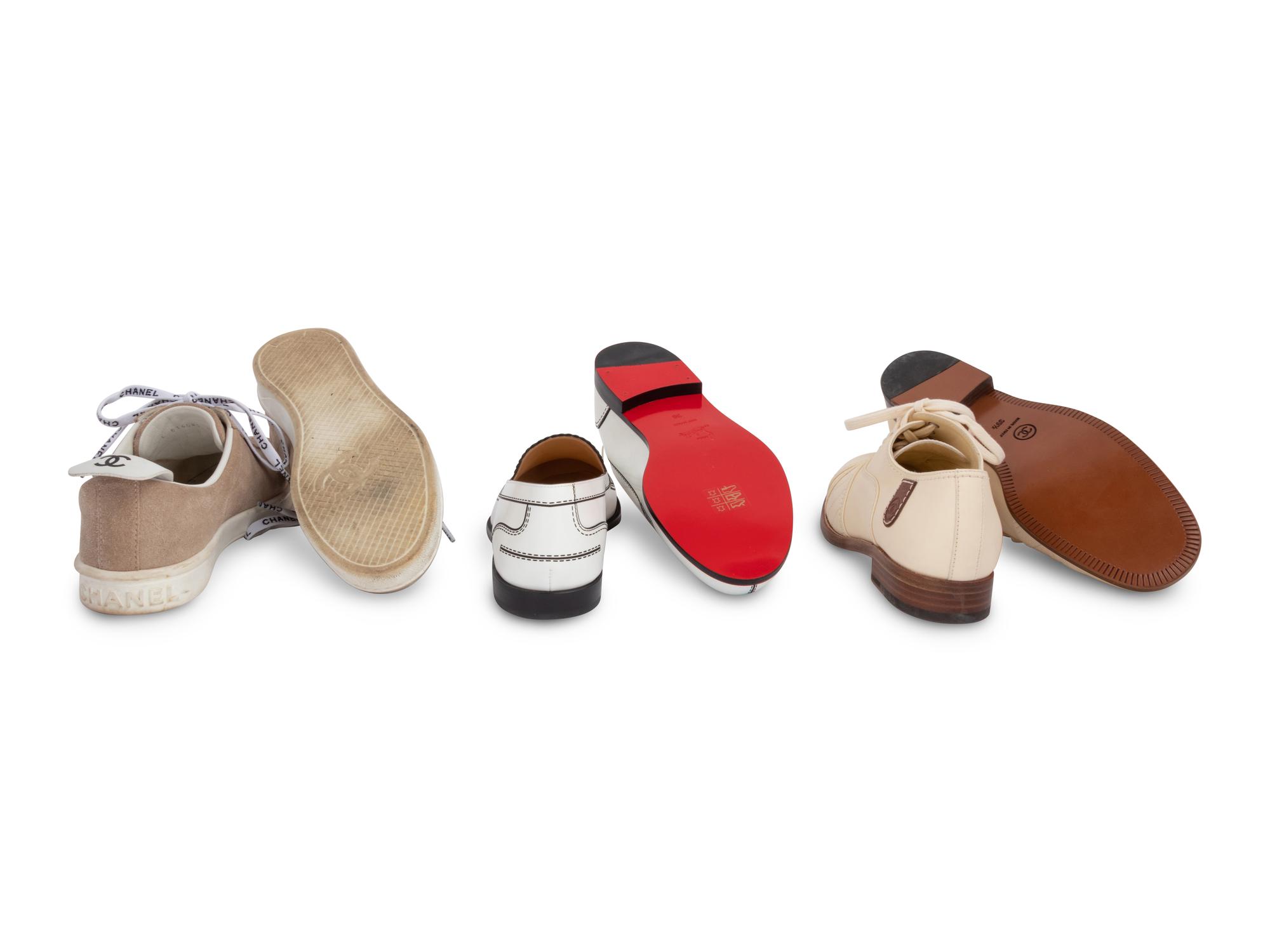 Three Pairs of Designers Shoes: Two Chanel, One Louboutin, c. 2015