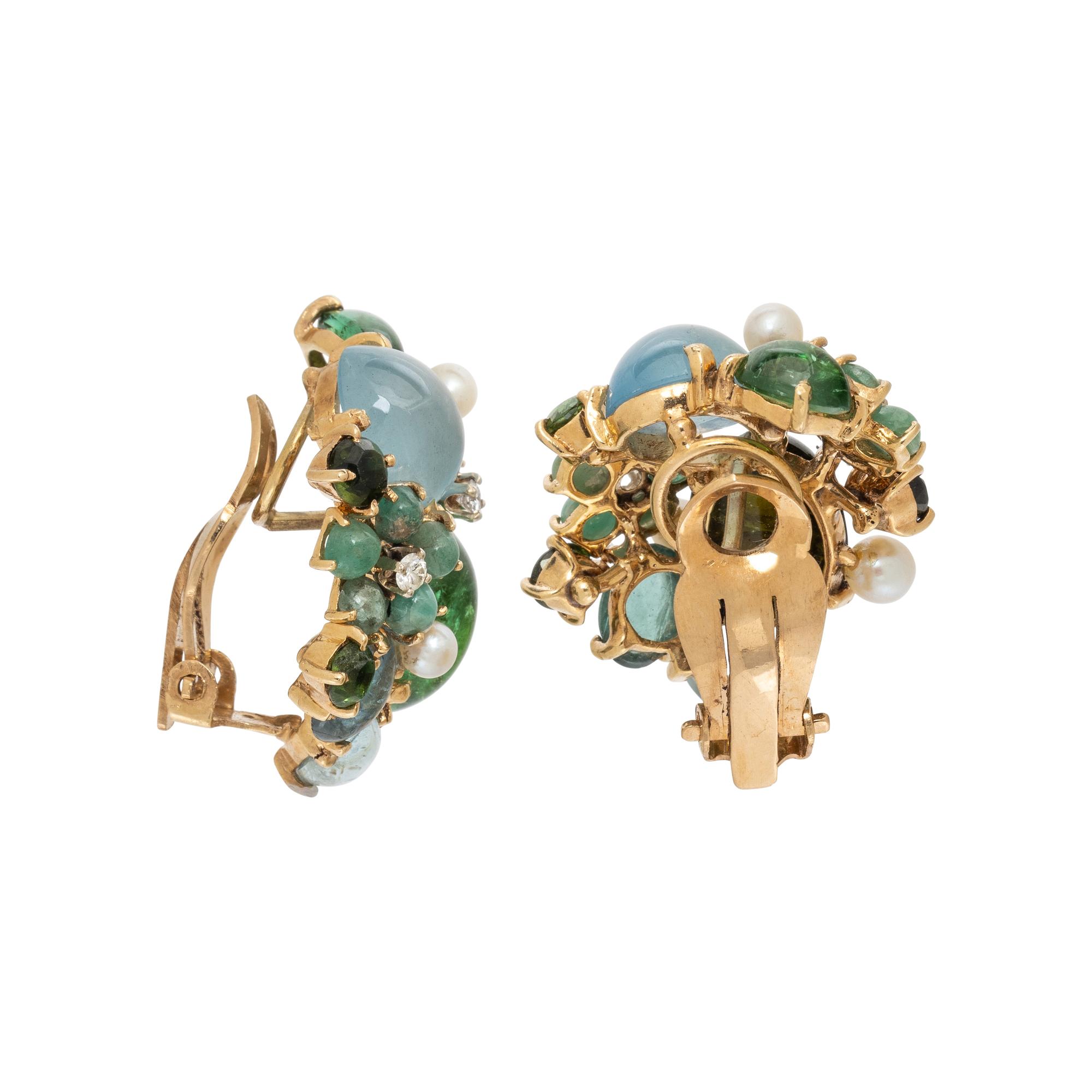 MULTIGEM, DIAMOND, AND YELLOW GOLD EARRINGS