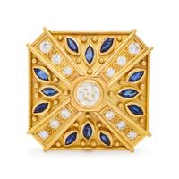DIAMOND AND SAPPHIRE BROOCH