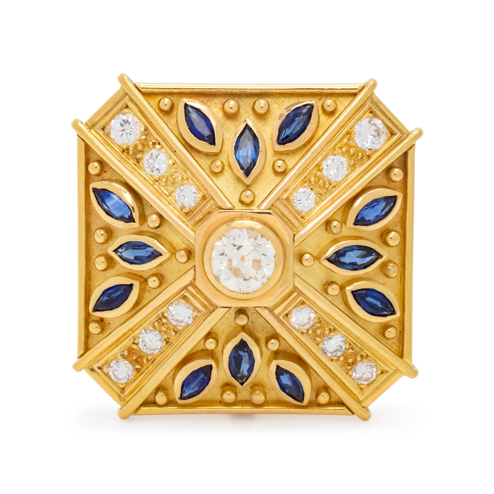 DIAMOND AND SAPPHIRE BROOCH