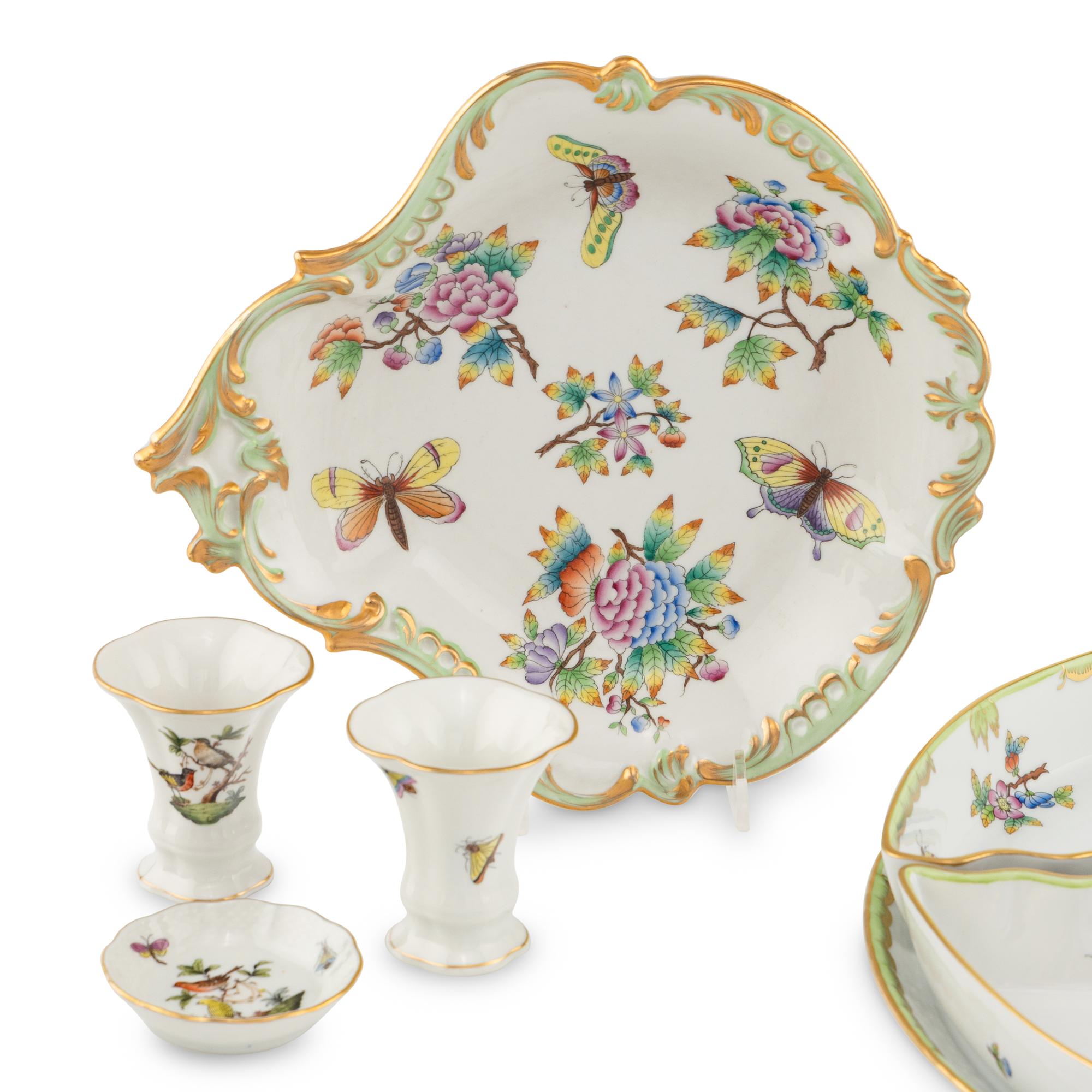 A Group of Herend Porcelain Table Articles