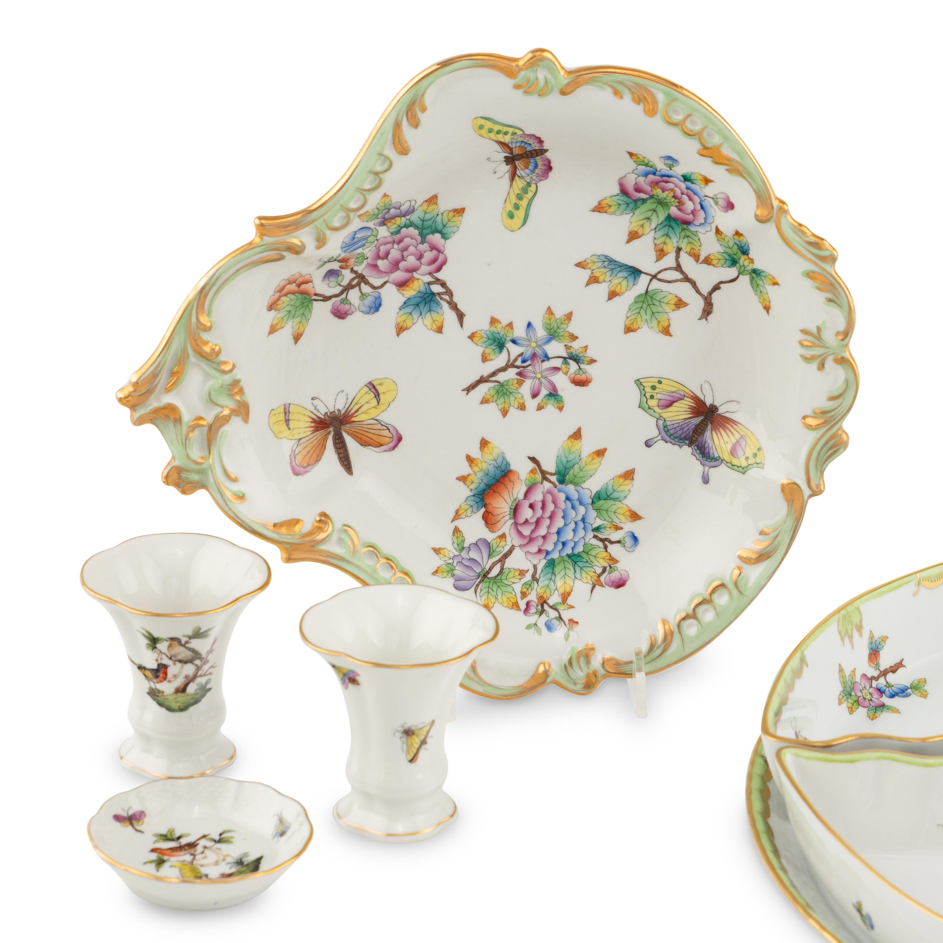 A Group of Herend Porcelain Table Articles