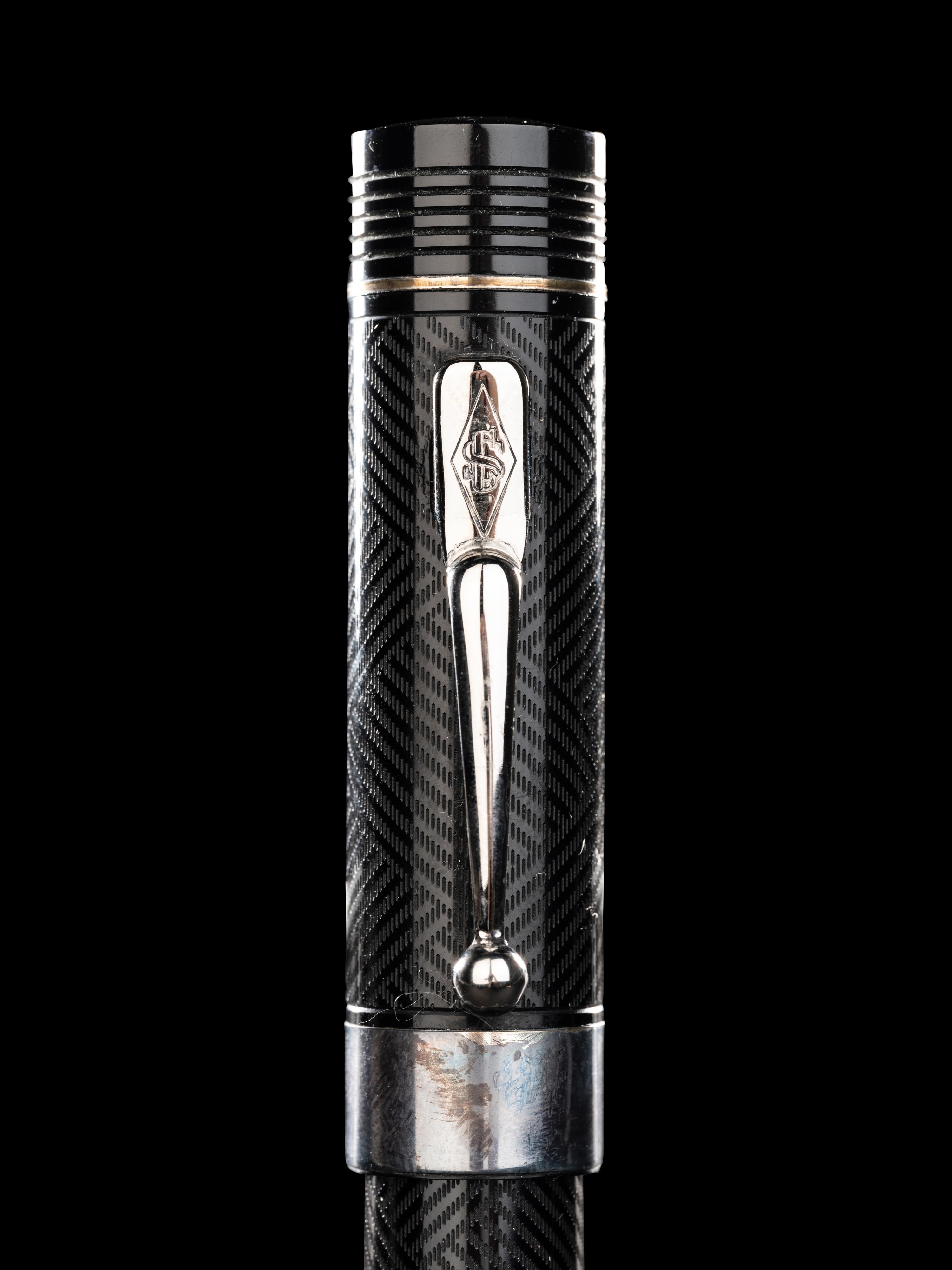 Conway Stewart: Churchill-Ebonite and Silver Trim Limited Edition Fountain Pen and Ink Set