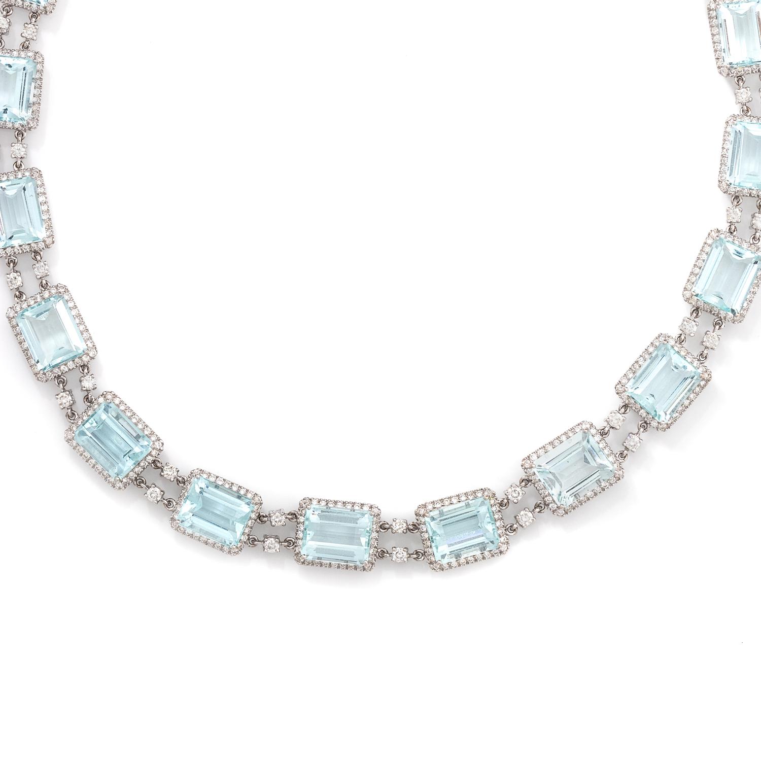 AQUAMARINE AND DIAMOND NECKLACE