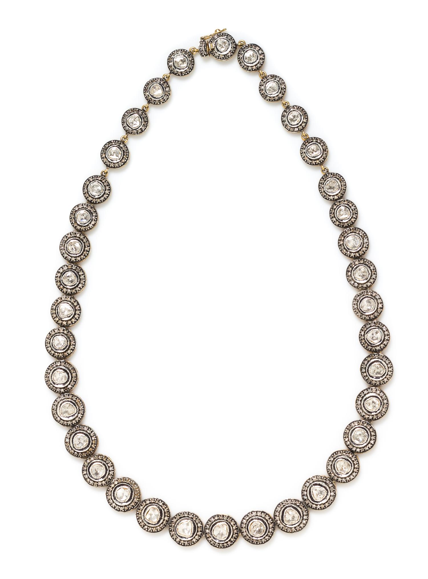 A Yellow Gold Plated Silver and Diamond Necklace, 42.30 dwts.
