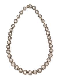 A Yellow Gold Plated Silver and Diamond Necklace, 42.30 dwts.