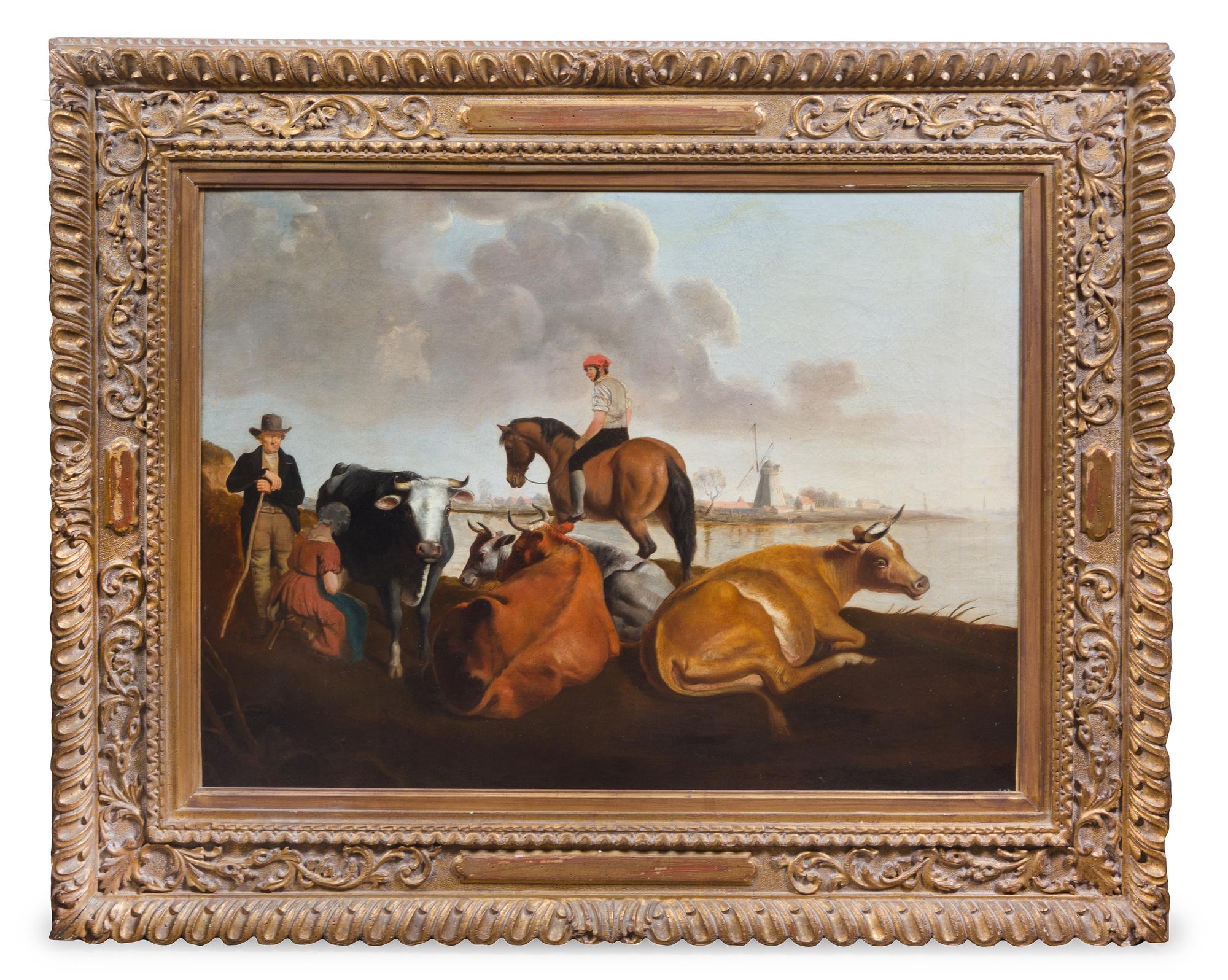 Dutch School, (19th Century), A Herd at Rest Next to the Shore