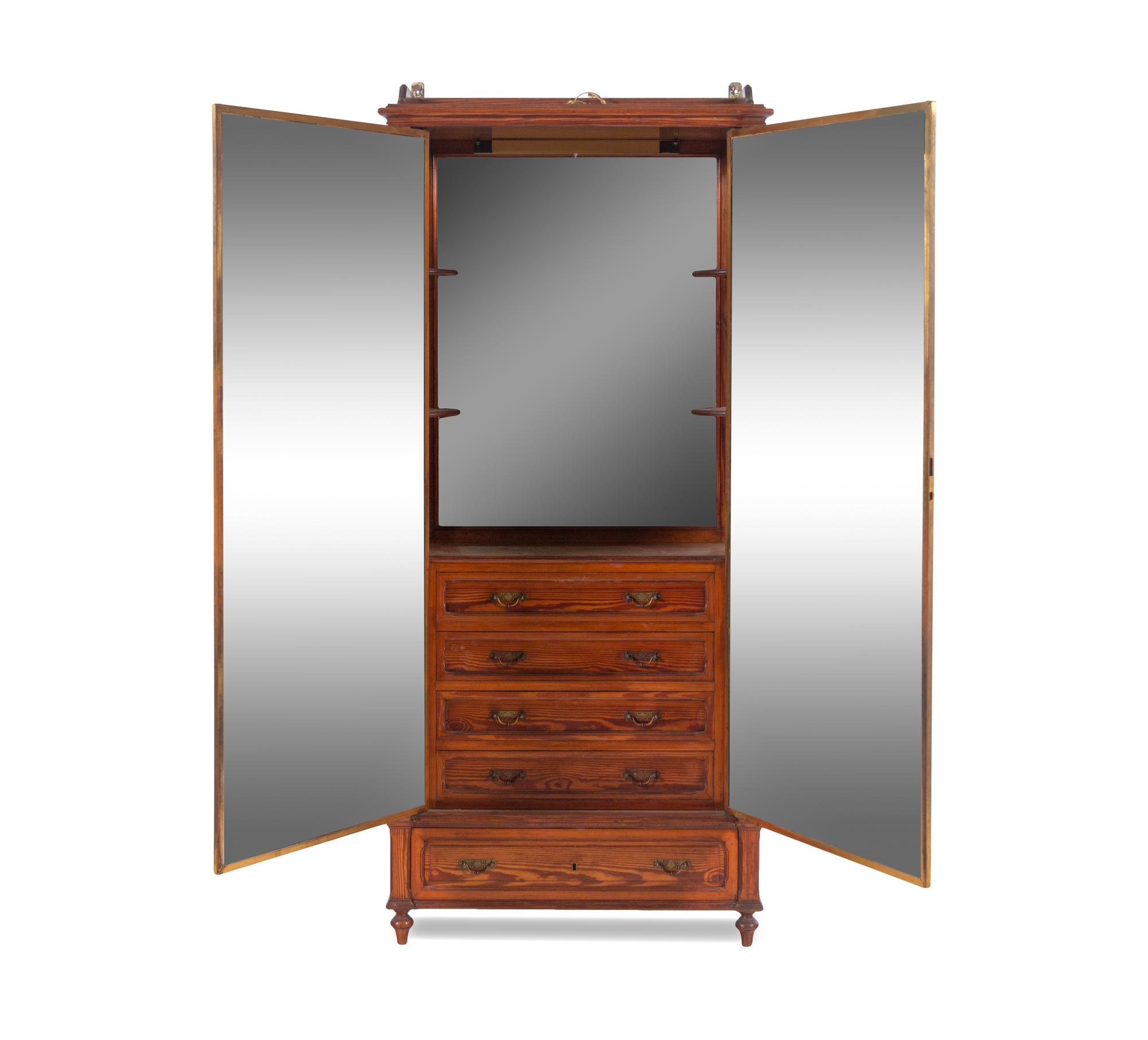 A Miroir Brot Mahogany and Brass Vanity Cabinet