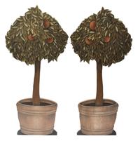 A Pair of Painted Wood Topiary Fire Screens — 20TH CENTURY