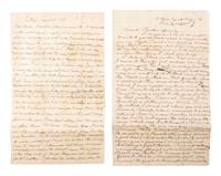 GREELEY, Horace (1811-1872). A group of 4 autograph letters signed from Horace Greeley to Parker Greeley, his uncle. Ca 1827-1841.