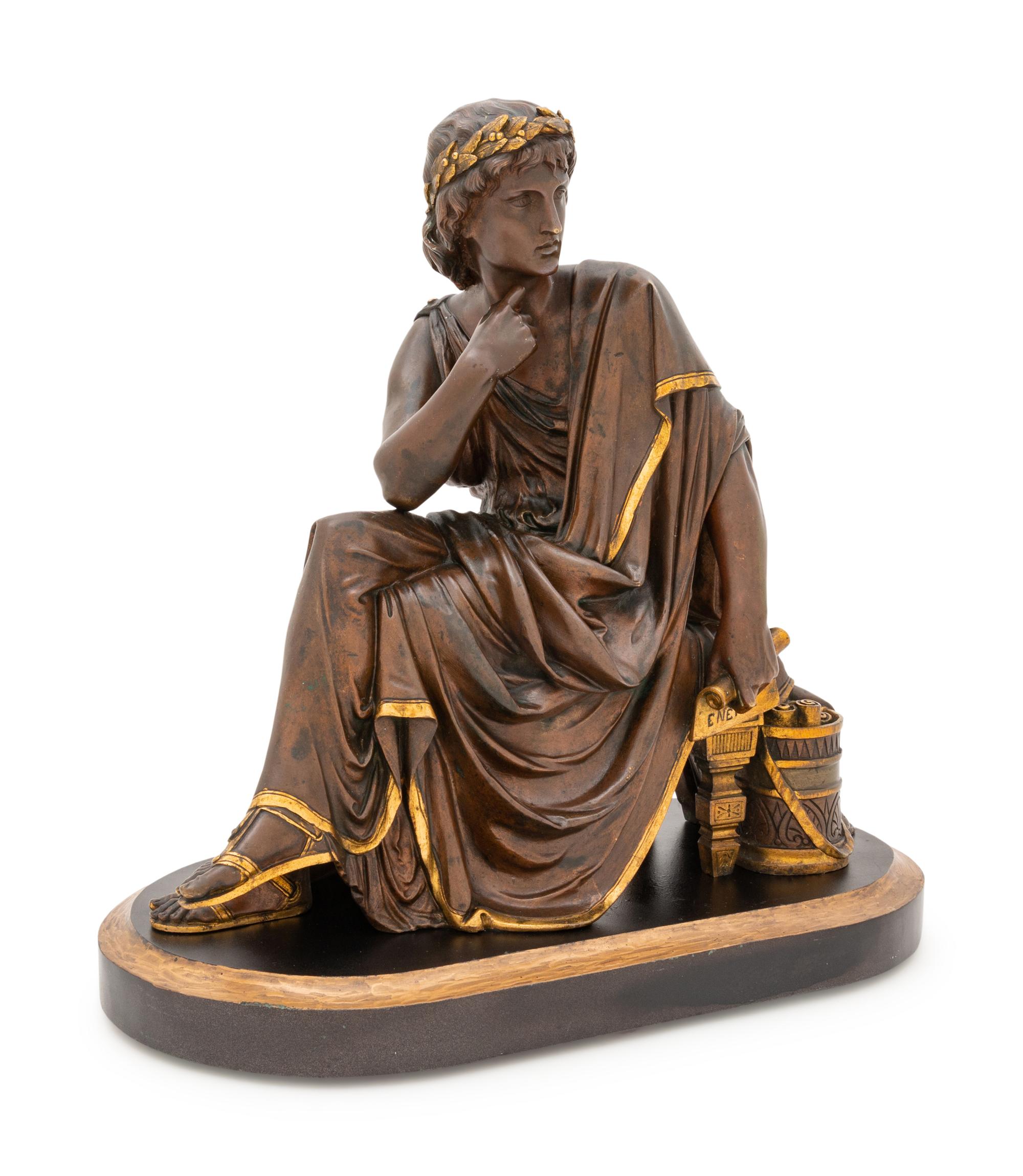 A Continental Gilt and Patinated Bronze Figure