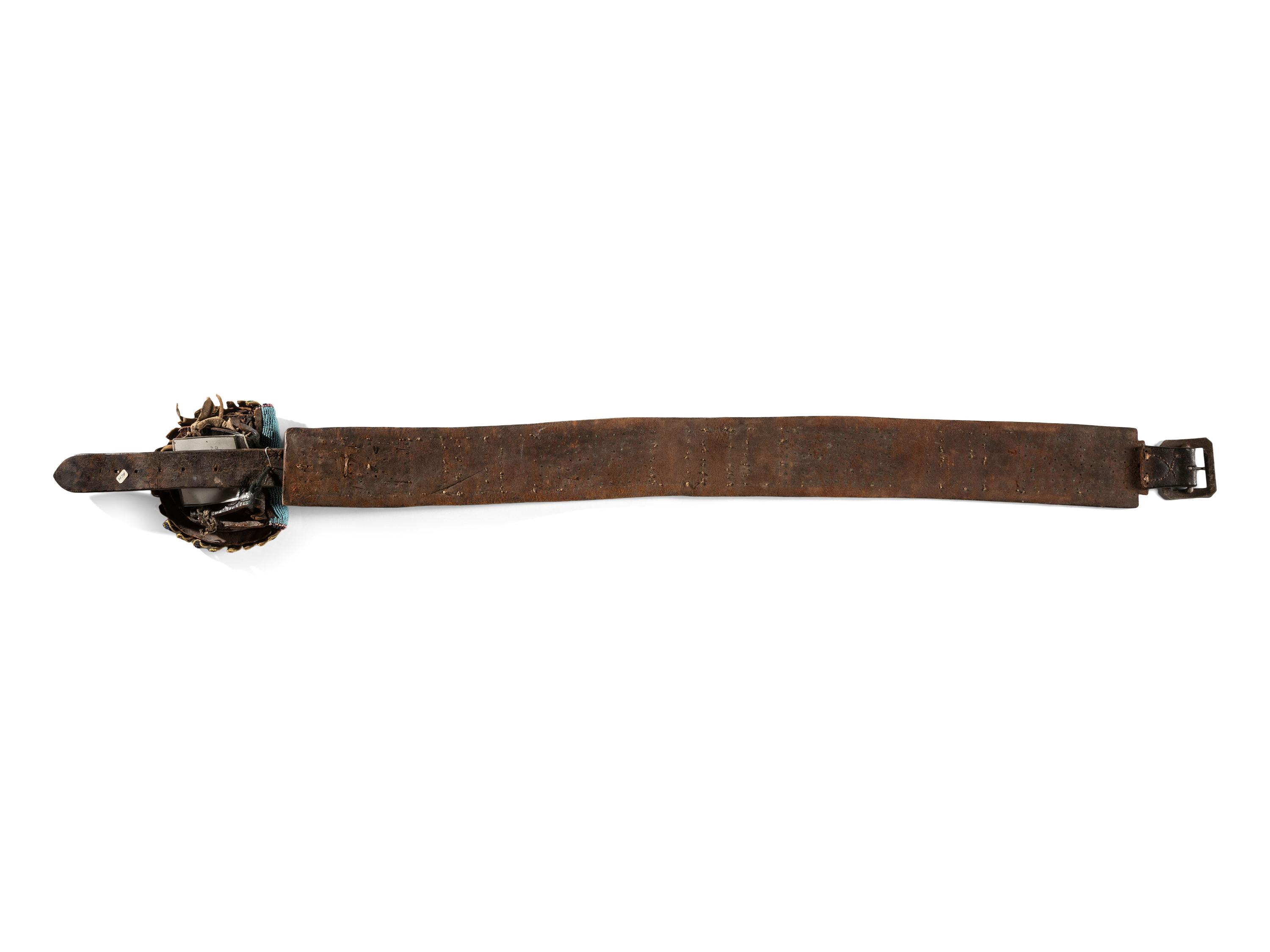 Plateau Beaded and Tacked Belt, with Pouch