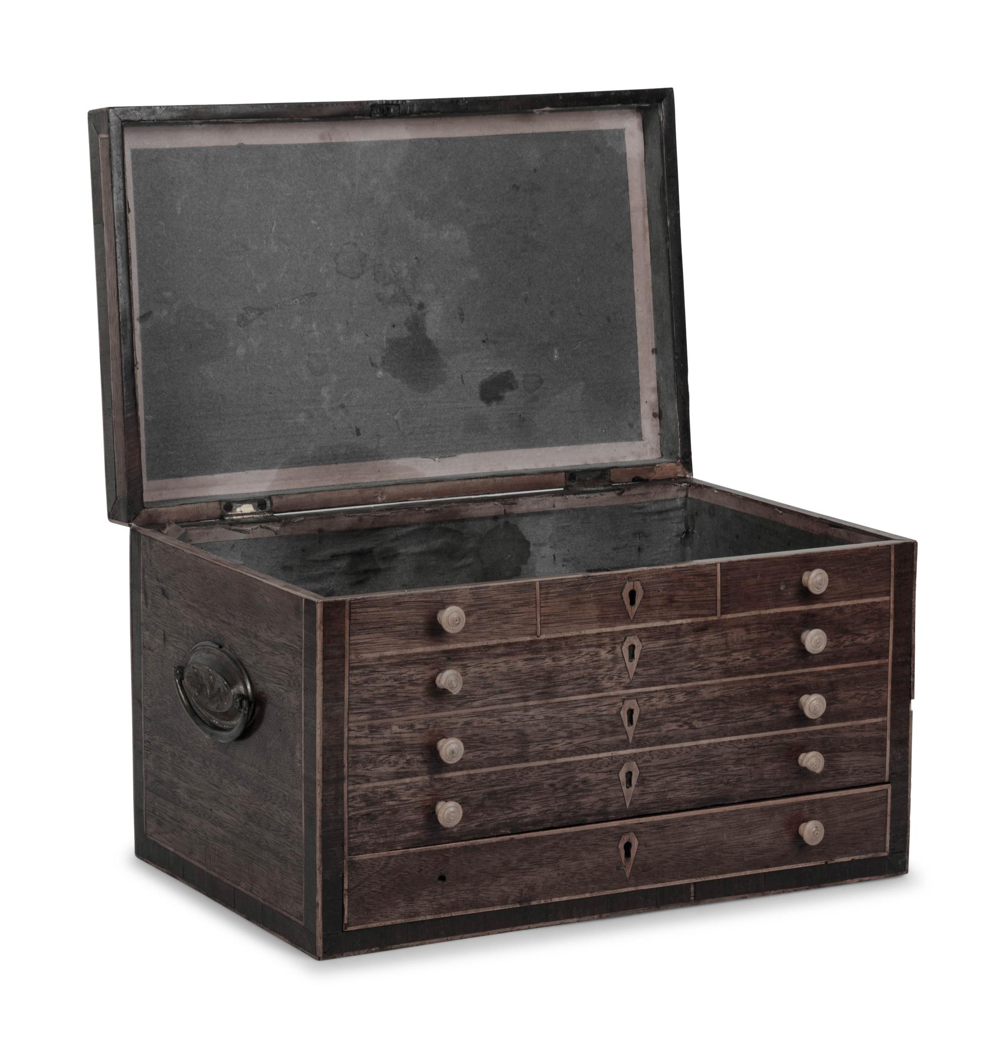 A Regency Brass Mounted and Inlaid Mahogany Spool Cabinet