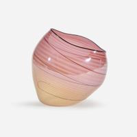 Dale Chihuly (American, b. 1941) Coral Basket with Golden Lip Wrap, Portland Press, USA, 1998