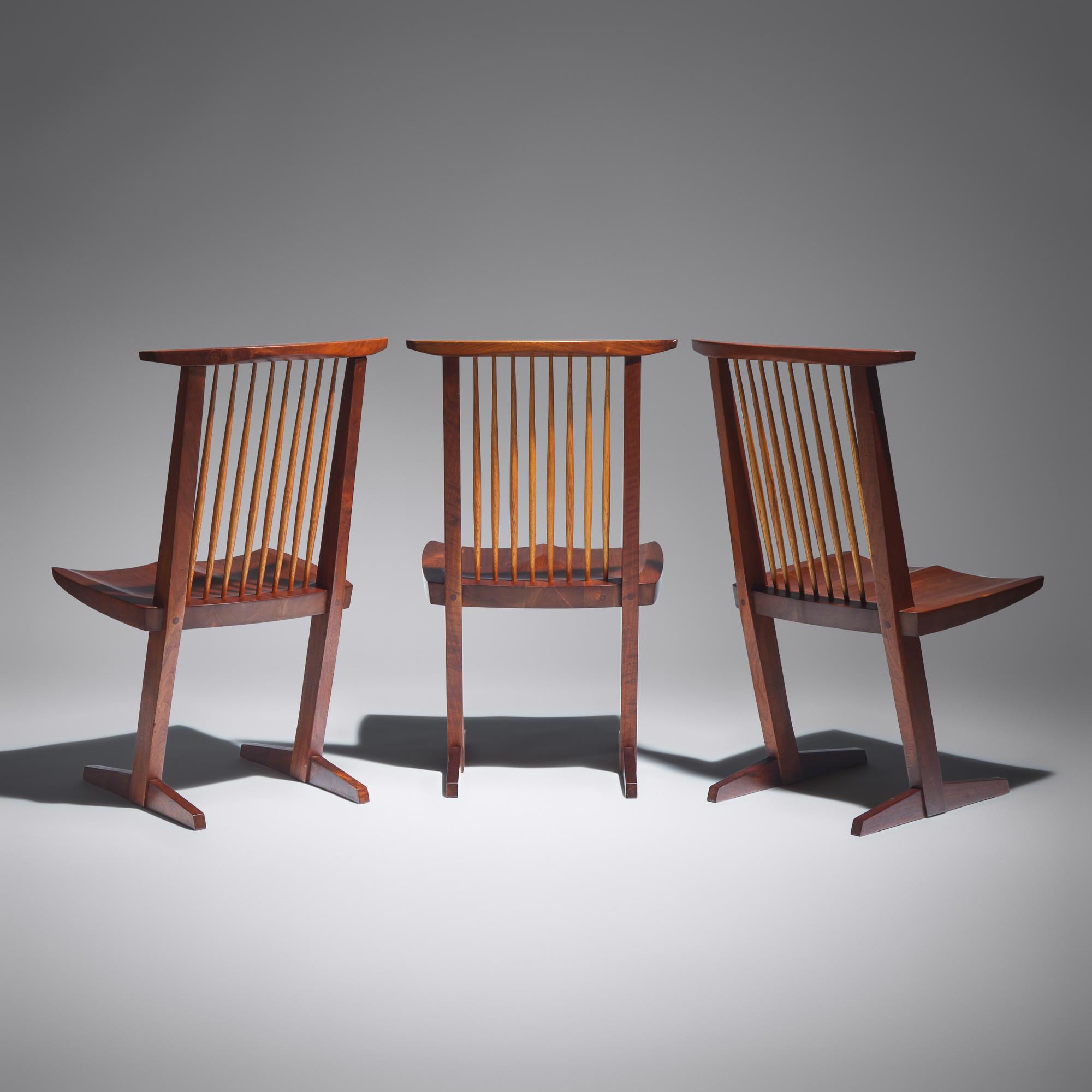 George Nakashima (American, 1905–1990) — Conoid Dining Chairs, set of eight, 1969-71