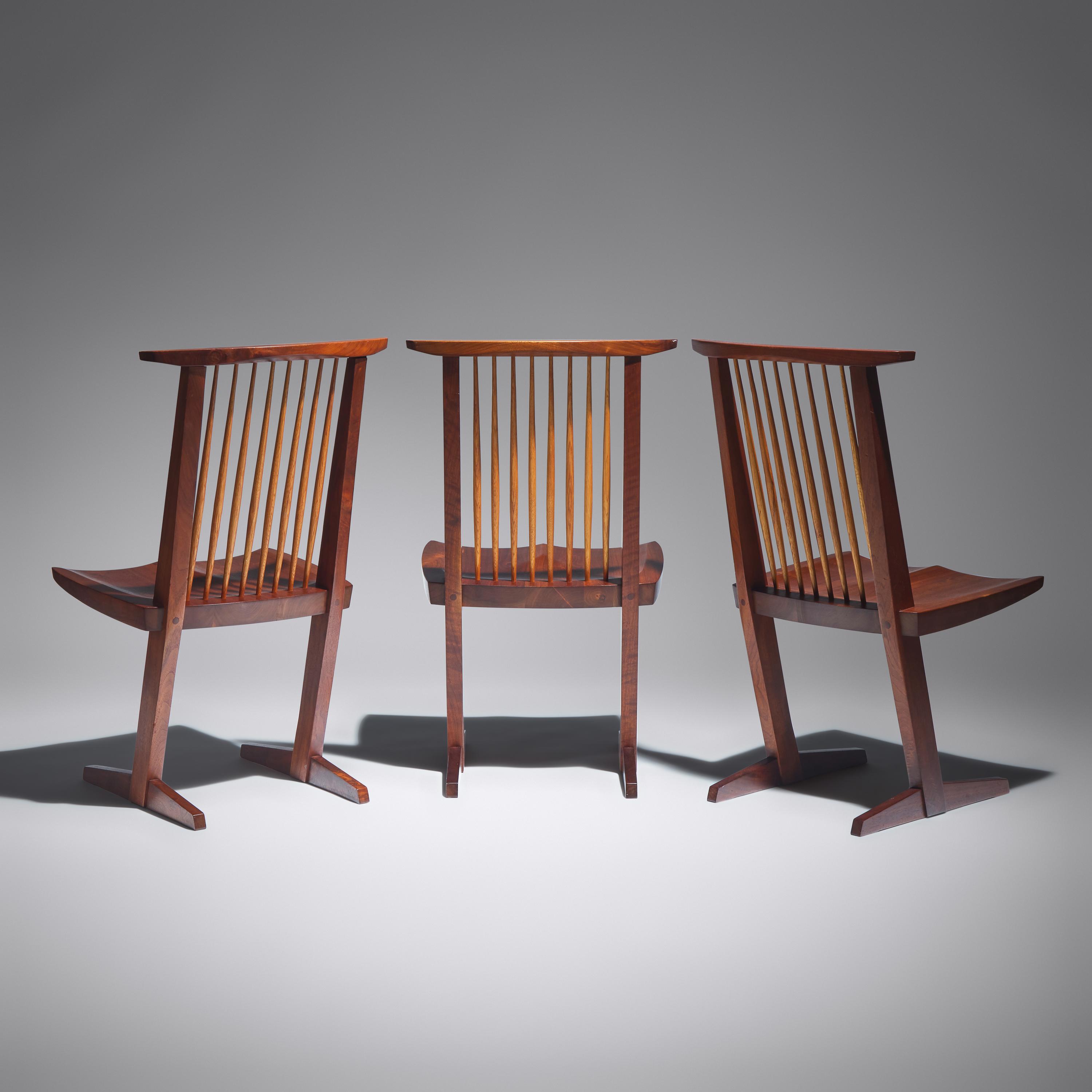 George Nakashima (American, 1905–1990) — Conoid Dining Chairs, set of eight, 1969-71