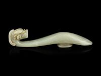 Four Chinese Celadon Jade 'Chilong' Belt Hooks