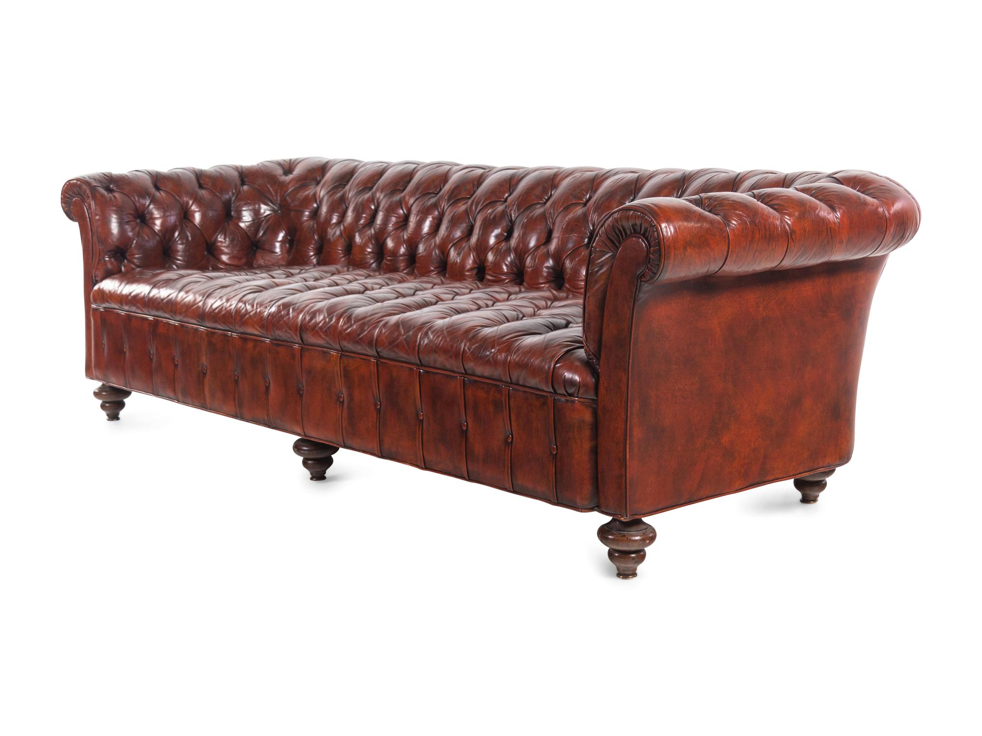 A Leather-Upholstered Chesterfield Sofa