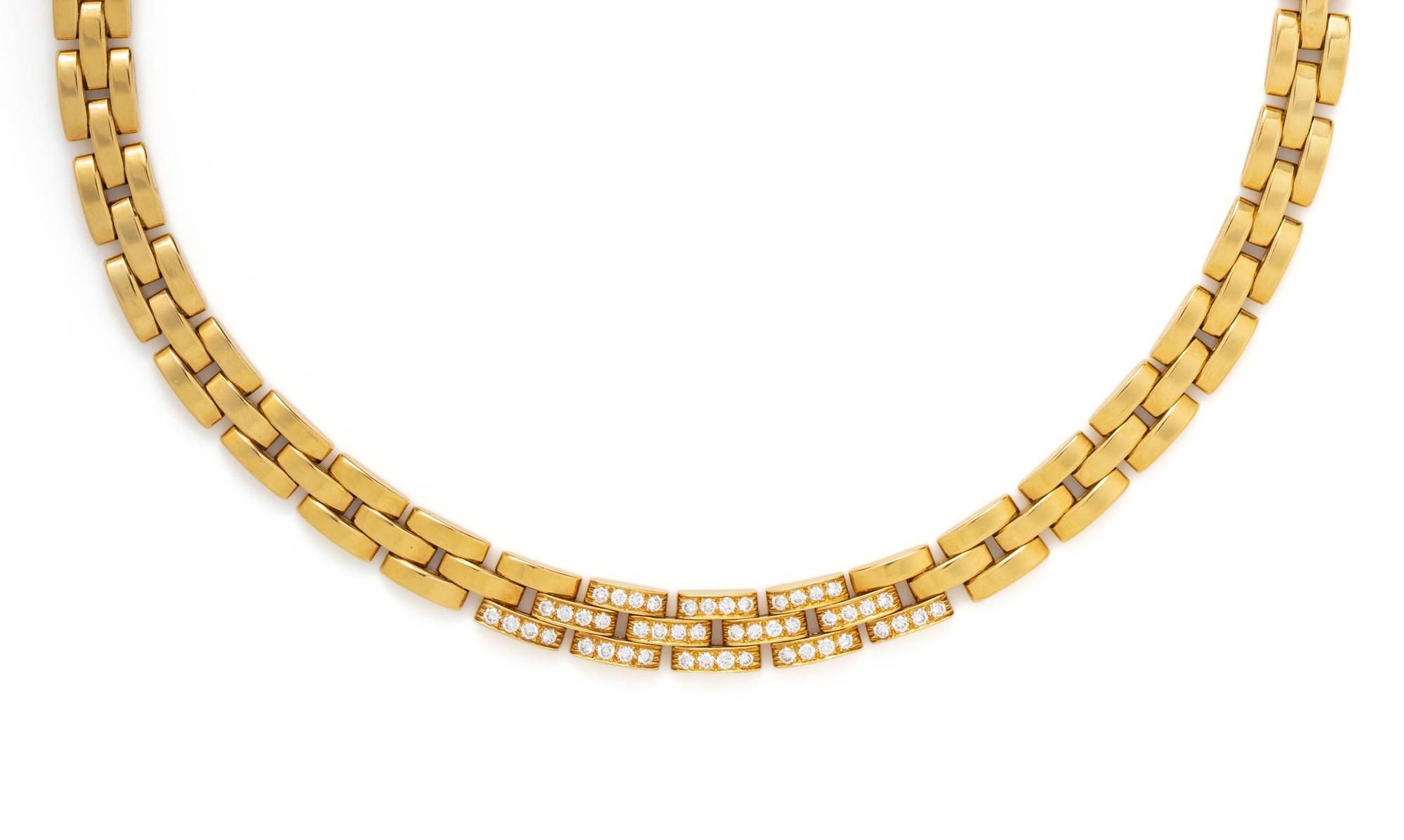 CARTIER, YELLOW GOLD AND DIAMOND 'MAILLON PANTHÈRE' NECKLACE