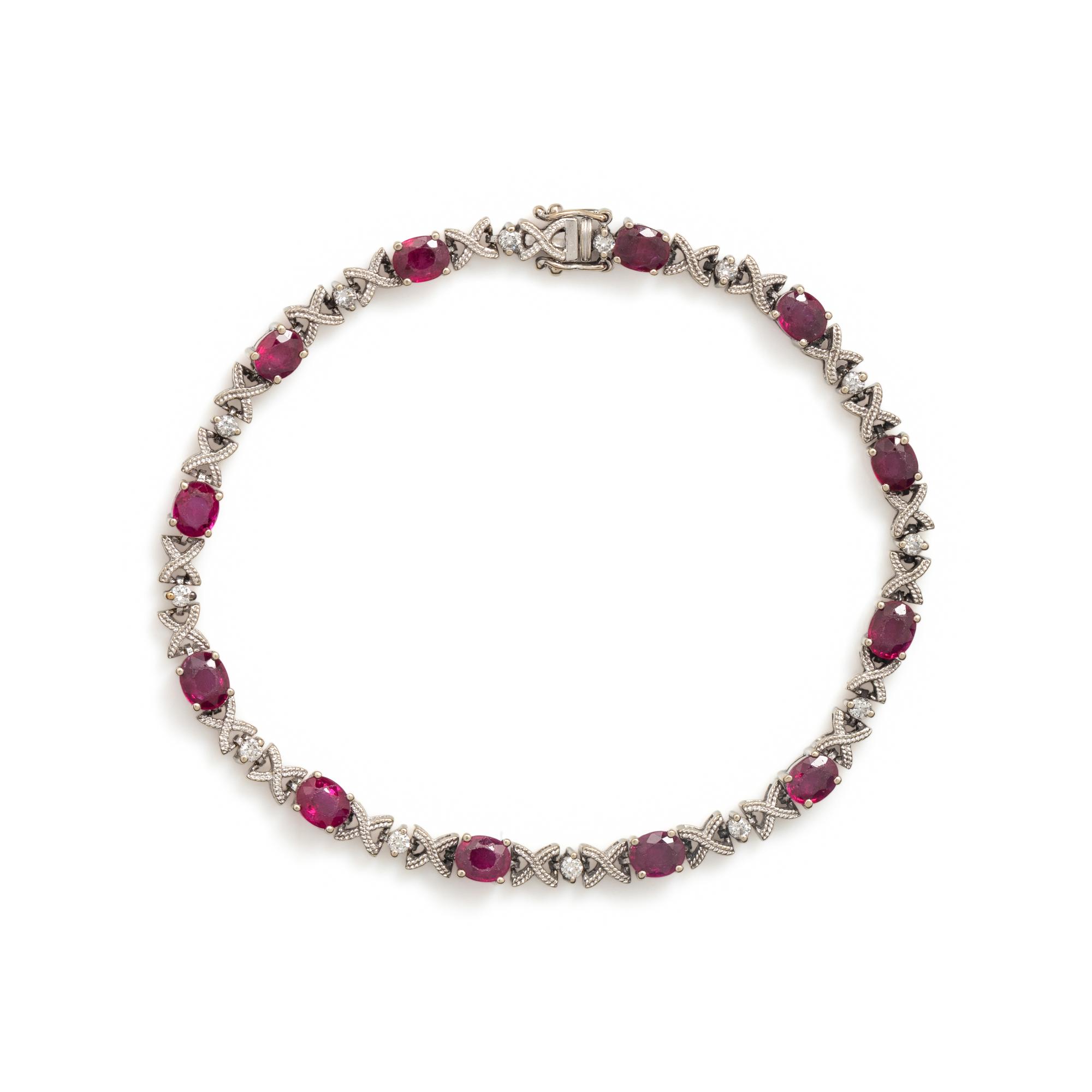 RUBY AND DIAMOND 'X' BRACELET
