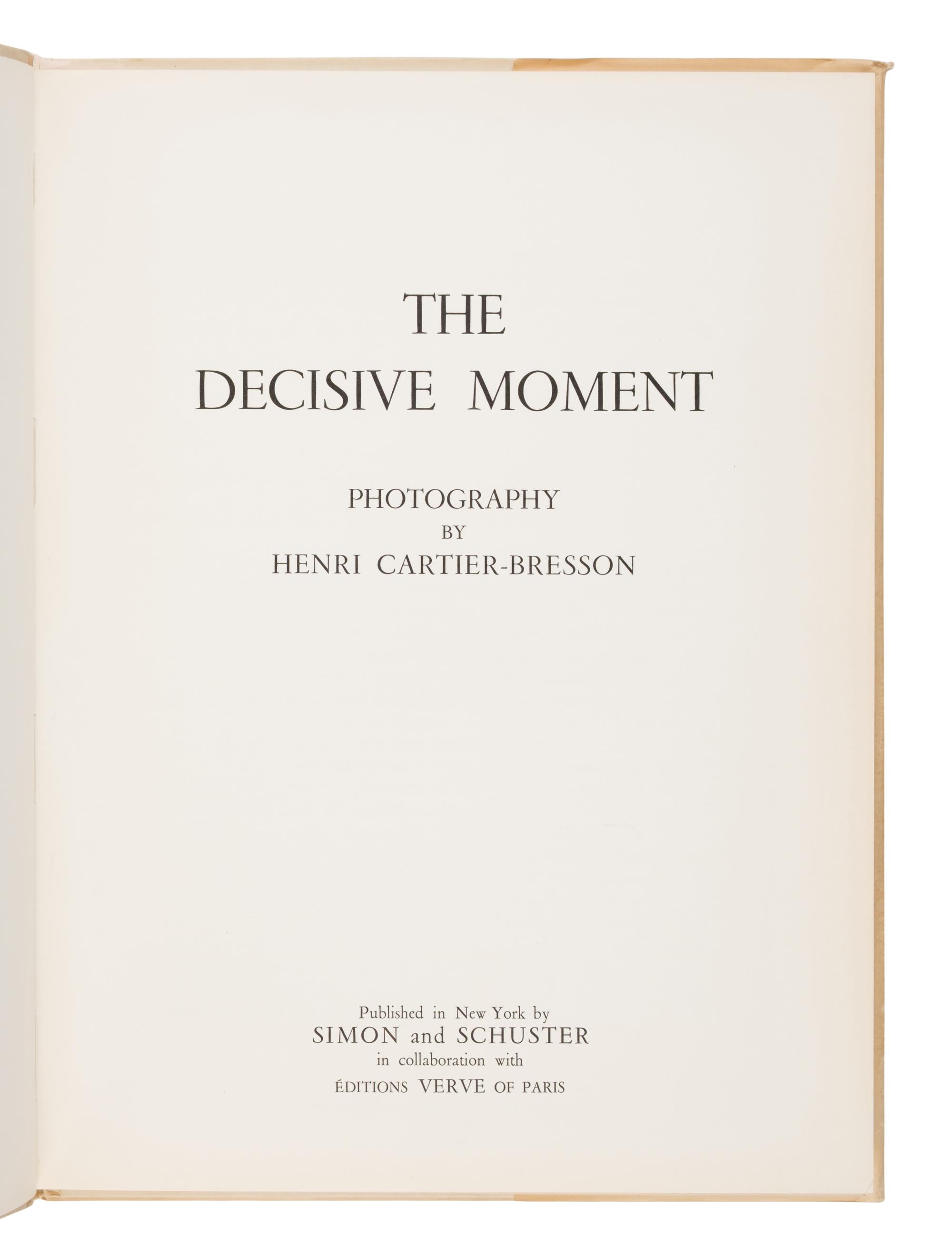 [Photography]. Cartier-Bresson, Henri (1908-2004), photographer. The Decisive Moment . New York: Simon and Schuster, 1952.