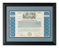 A Florida Panthers Stock Certificate,