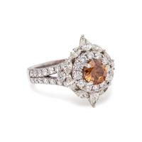 NATURAL FANCY DEEP BROWN-ORANGE DIAMOND AND DIAMOND RING