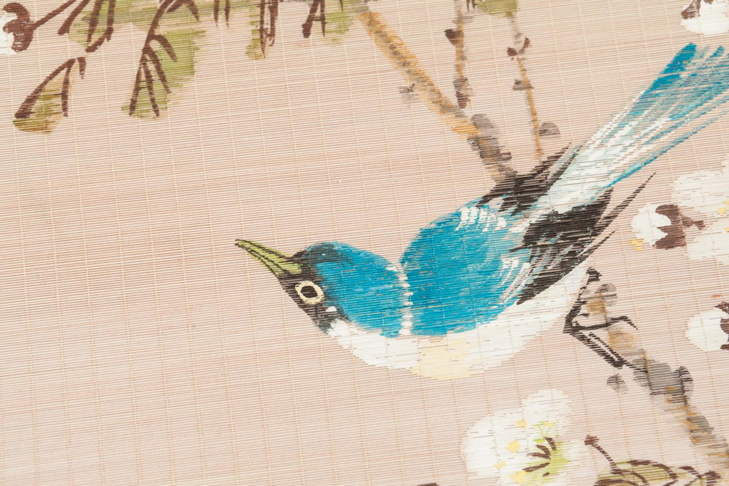 Three Chinese Bamboo Mat Paintings