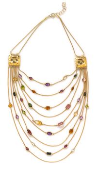 An 18 Karat Yellow Gold and Multigem Swag Necklace, Gucci, 65.75 dwts.