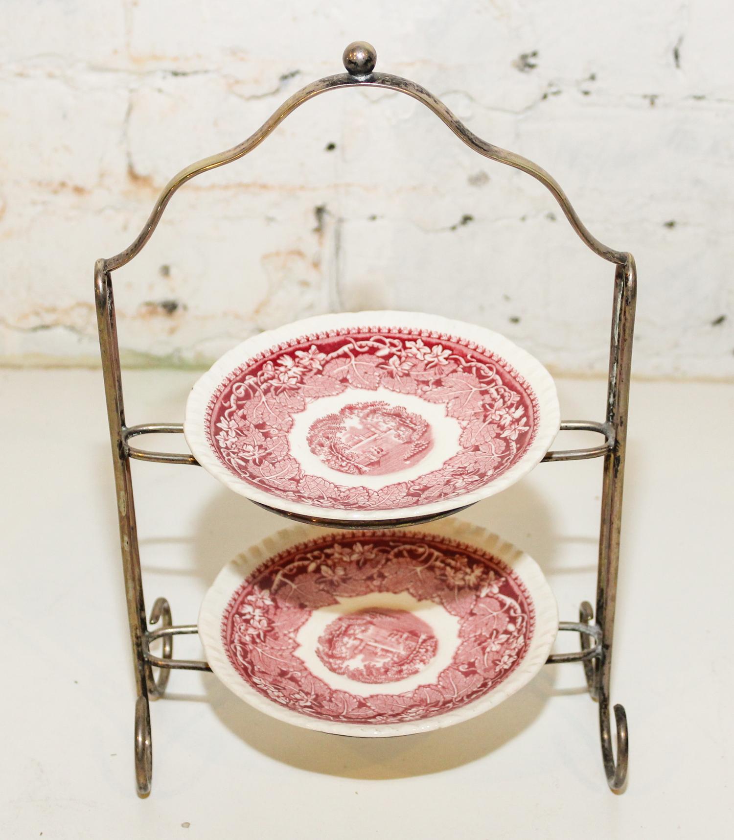 A Silver-Plate Pastry Stand Height 12 1/2 inches.