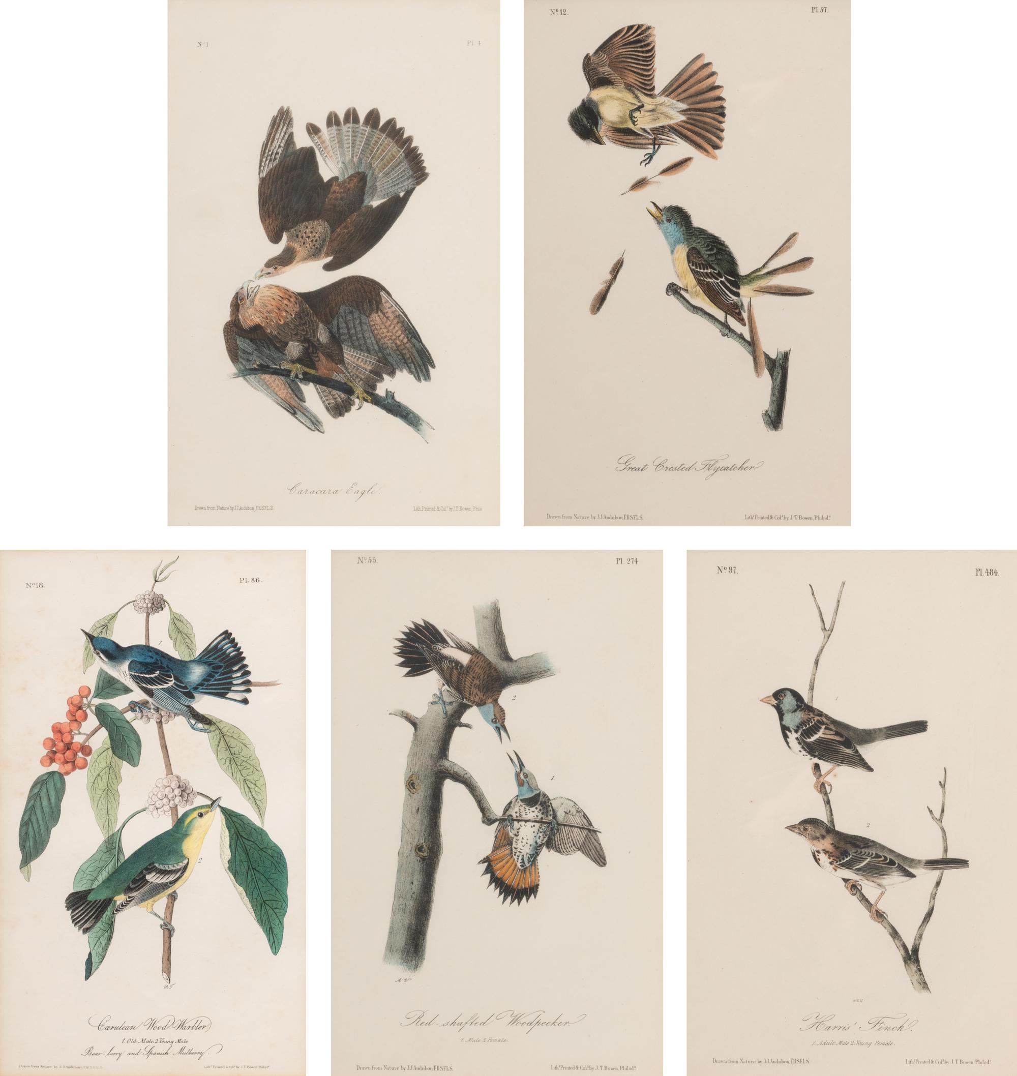 Five J.T Bowen Hand Colored Lithographs