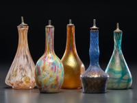 Five Art Glass Barber Bottles