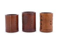 Three Chinese Bamboo Brush Pots