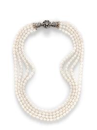 MULTISTRAND CULTURED PEARL NECKLACE AND BRACELET
