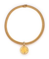 YELLOW GOLD, COIN AND DIAMOND PENDANT/NECKLACE