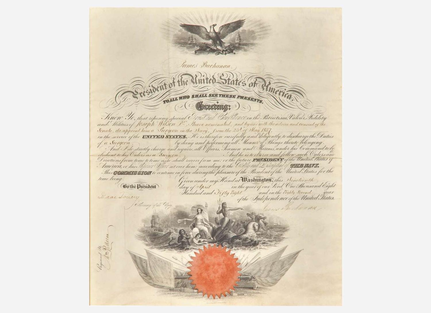[Presidential] Buchanan, James: Partially-Printed Document, signed