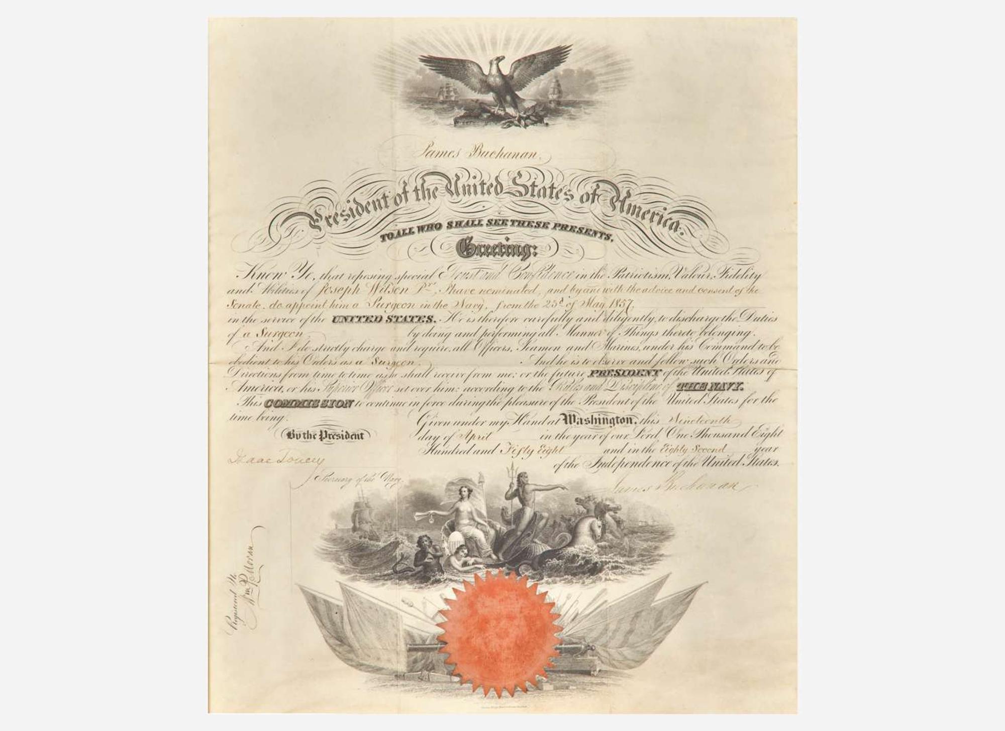 [Presidential] Buchanan, James: Partially-Printed Document, signed