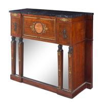 An Empire Style Gilt and Patinated Bronze Mounted Mahogany Marble-Top Secretary Bureau